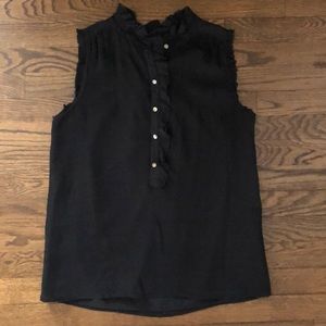 Sleeveless Silk Taw Edge Blouse